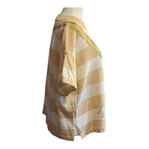 St. John Collection short sleeve striped sweater. Sz L - Picture 6 of 16